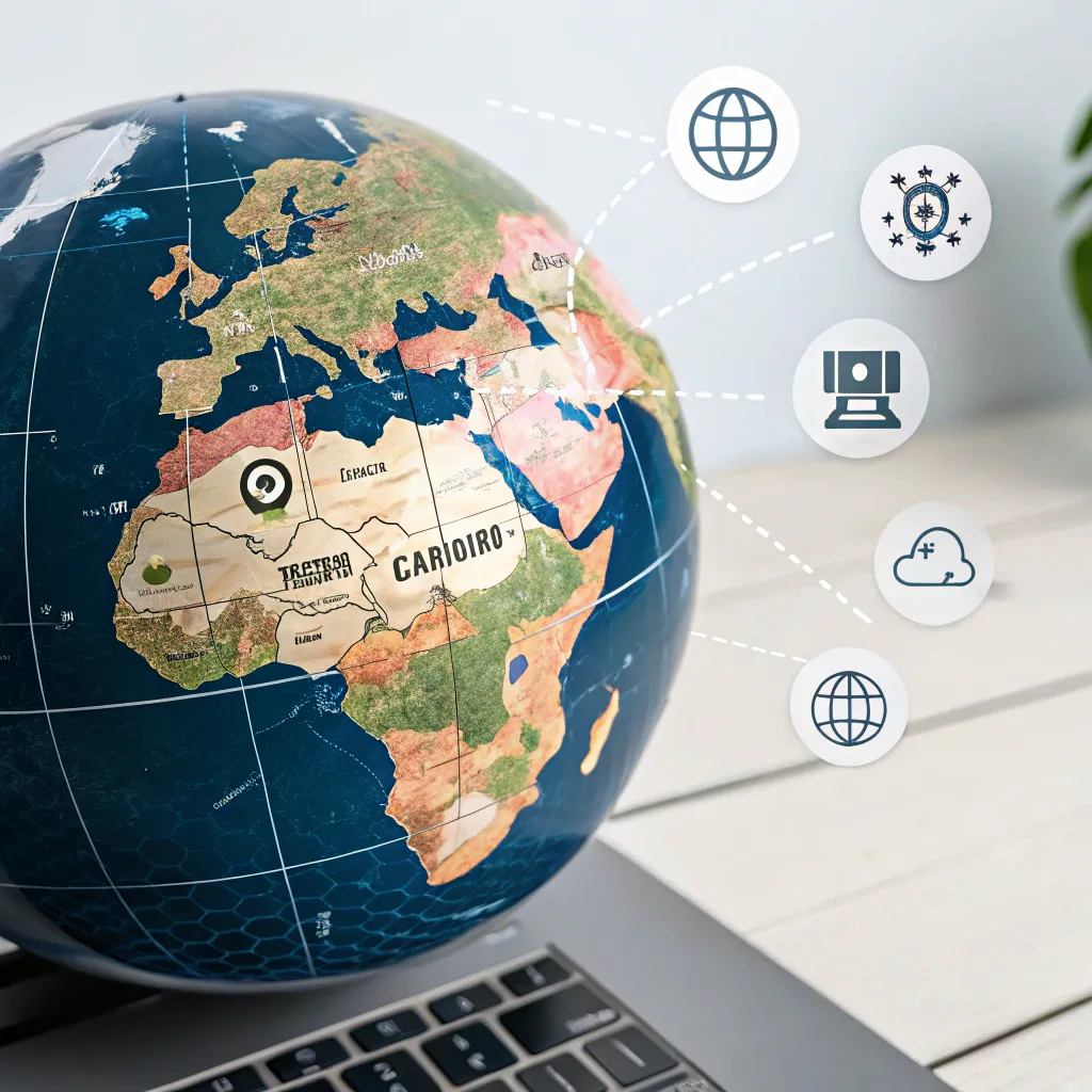 Globe with translation icons